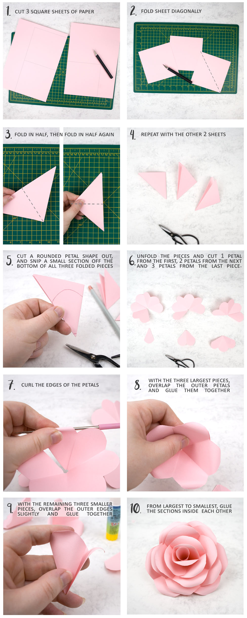 how to make paper roses step by step for kids